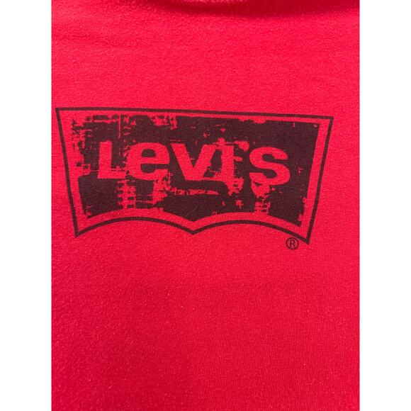 Levi's Distressed Batwing Logo T-shirt Red With Black Graphics Size XXL - Picture 1 of 4
